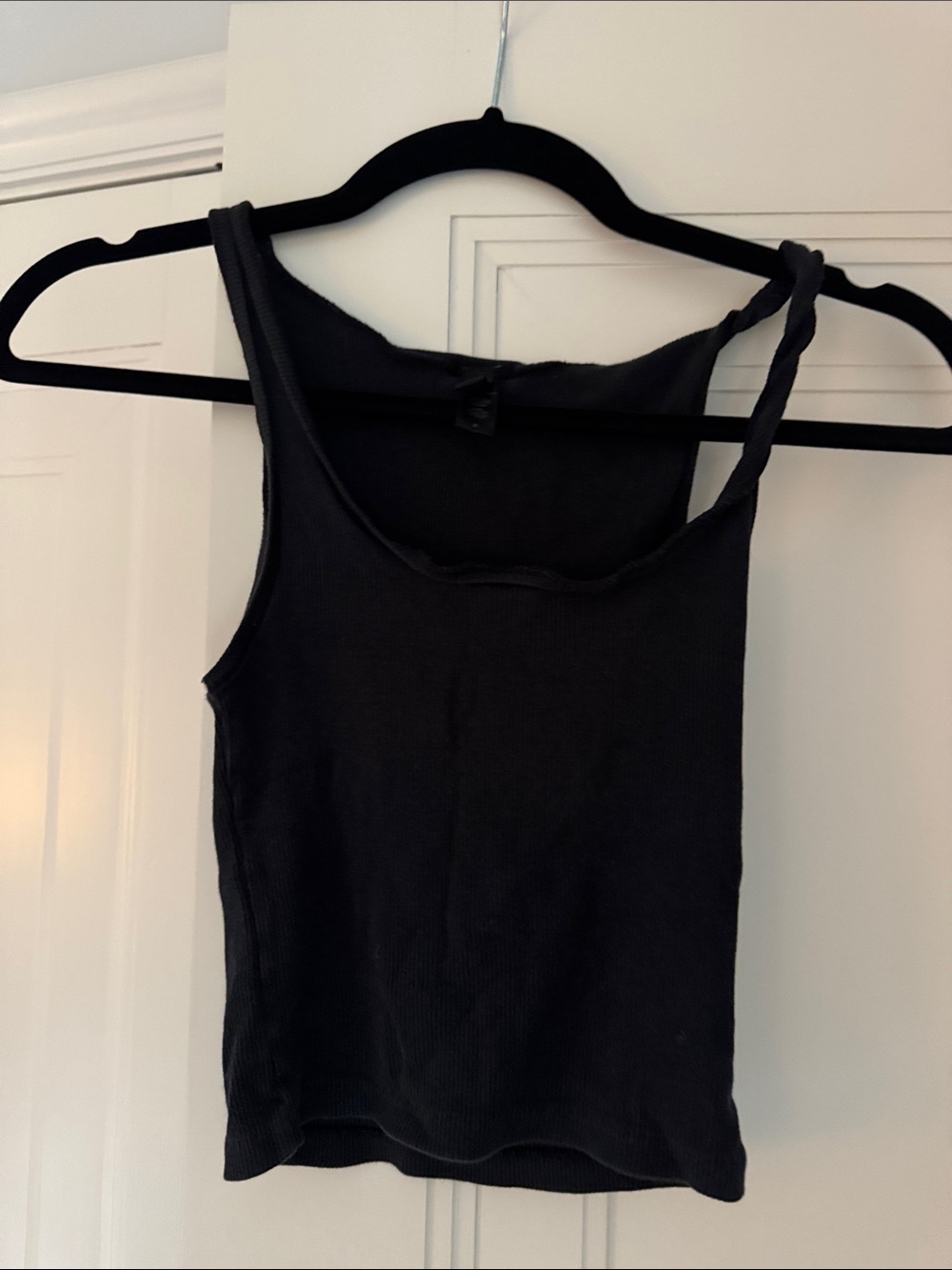 SKIMS Black Ribbed One-Shoulder Tank